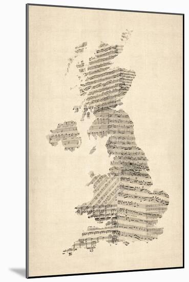 Great Britain UK Old Sheet Music Map-Michael Tompsett-Mounted Art Print