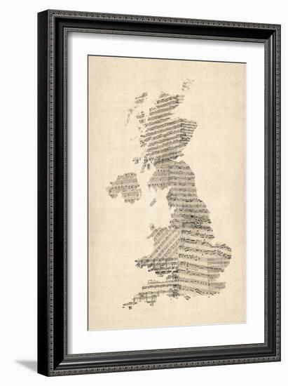 Great Britain UK Old Sheet Music Map-Michael Tompsett-Framed Art Print