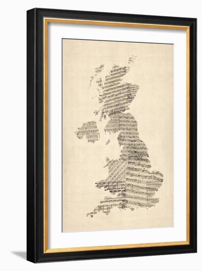 Great Britain UK Old Sheet Music Map-Michael Tompsett-Framed Art Print