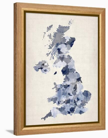 Great Britain UK Watercolor Map-Michael Tompsett-Framed Stretched Canvas