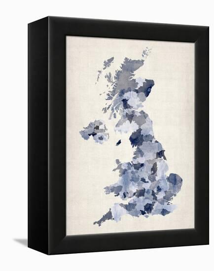 Great Britain UK Watercolor Map-Michael Tompsett-Framed Stretched Canvas