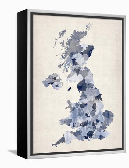 Great Britain UK Watercolor Map-Michael Tompsett-Framed Stretched Canvas