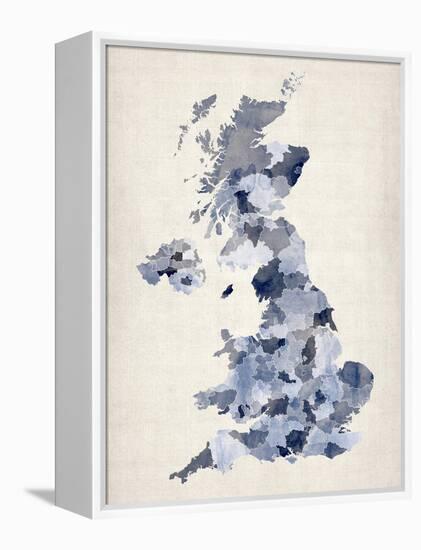 Great Britain UK Watercolor Map-Michael Tompsett-Framed Stretched Canvas