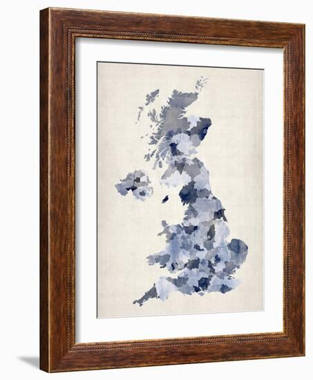 Great Britain UK Watercolor Map-Michael Tompsett-Framed Art Print