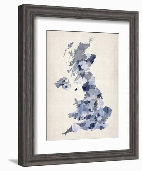 Great Britain UK Watercolor Map-Michael Tompsett-Framed Art Print