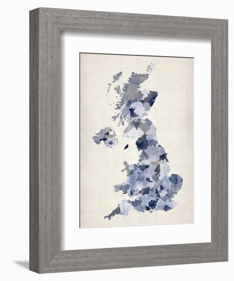 Great Britain UK Watercolor Map-Michael Tompsett-Framed Art Print