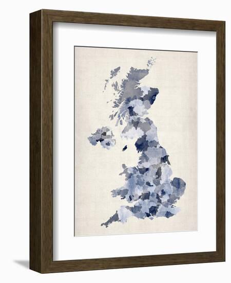 Great Britain UK Watercolor Map-Michael Tompsett-Framed Art Print