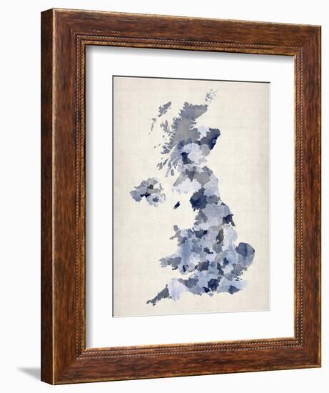 Great Britain UK Watercolor Map-Michael Tompsett-Framed Art Print