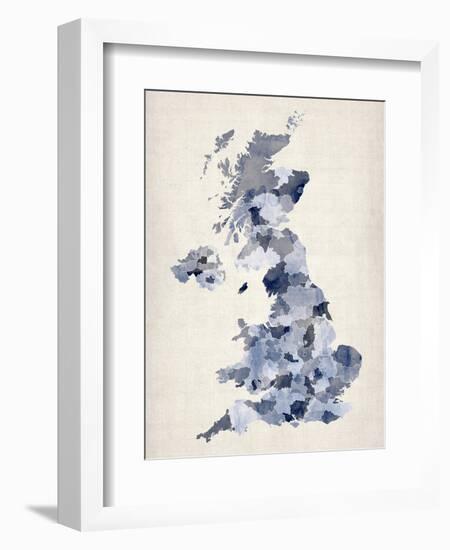 Great Britain UK Watercolor Map-Michael Tompsett-Framed Art Print