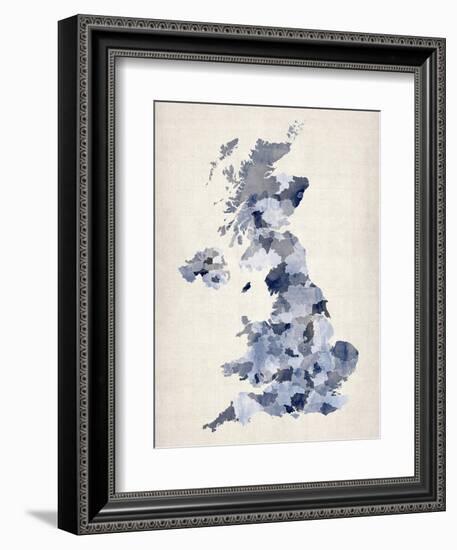 Great Britain UK Watercolor Map-Michael Tompsett-Framed Art Print