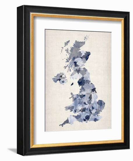 Great Britain UK Watercolor Map-Michael Tompsett-Framed Art Print