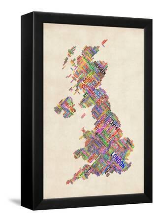 Great Britain United Kingdom City Text Map Art Print Michael Tompsett Art Com