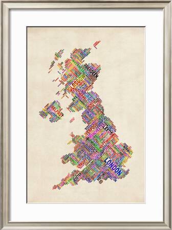 Great Britain United Kingdom City Text Map Art Print Michael Tompsett Art Com