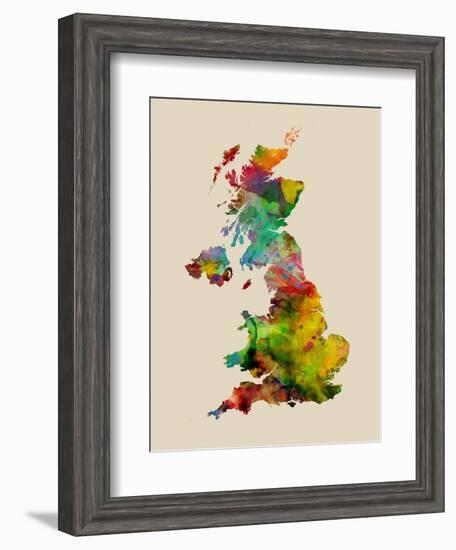 Great Britain Watercolor Map-Michael Tompsett-Framed Art Print