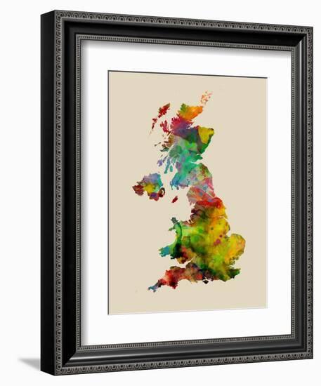 Great Britain Watercolor Map-Michael Tompsett-Framed Art Print