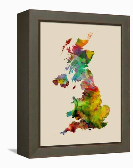 Great Britain Watercolor Map-Michael Tompsett-Framed Stretched Canvas