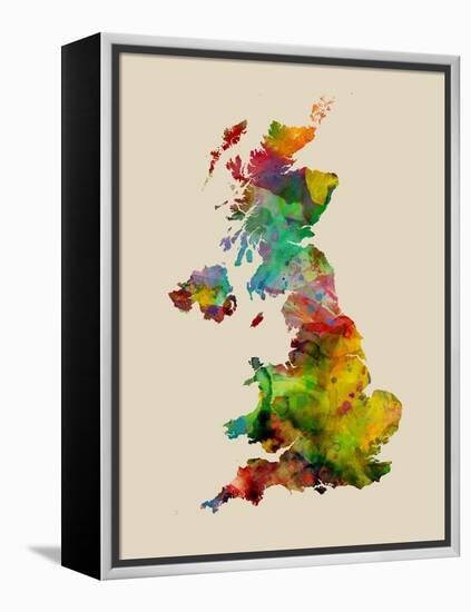 Great Britain Watercolor Map-Michael Tompsett-Framed Stretched Canvas