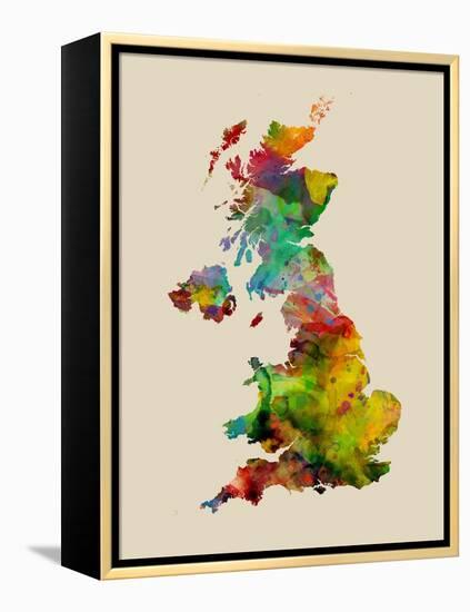 Great Britain Watercolor Map-Michael Tompsett-Framed Stretched Canvas