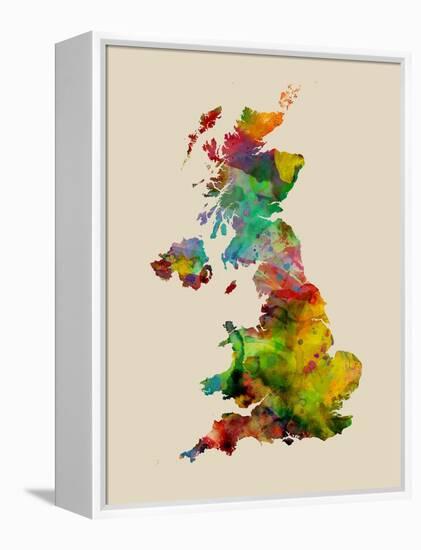 Great Britain Watercolor Map-Michael Tompsett-Framed Stretched Canvas