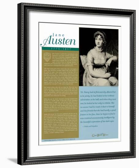 Great British Writers - Jane Austen-null-Framed Art Print