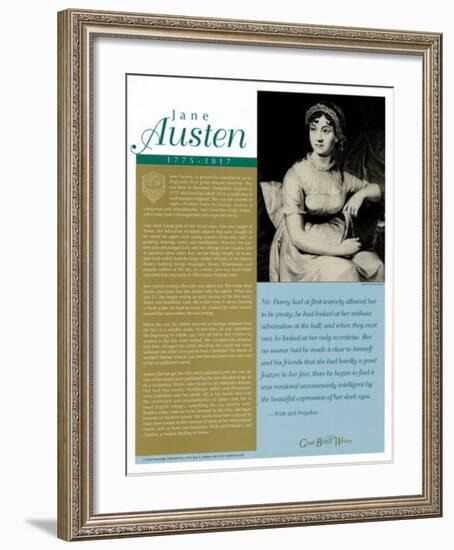 Great British Writers - Jane Austen-null-Framed Art Print