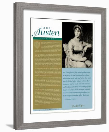 Great British Writers - Jane Austen-null-Framed Art Print