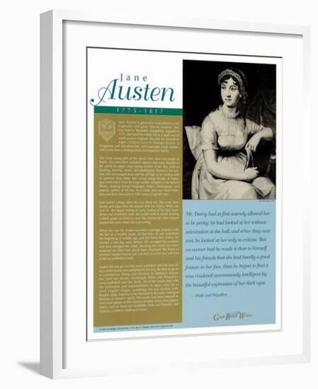 Great British Writers - Jane Austen-null-Framed Art Print