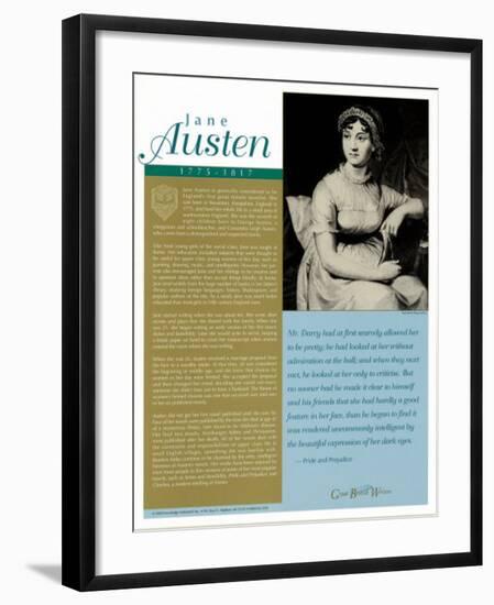 Great British Writers - Jane Austen-null-Framed Art Print