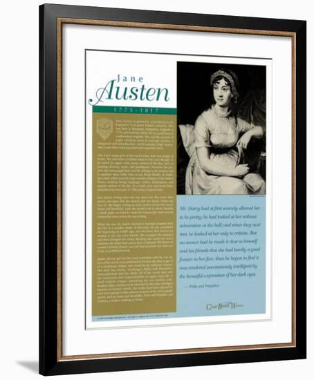 Great British Writers - Jane Austen-null-Framed Art Print