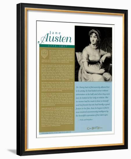 Great British Writers - Jane Austen-null-Framed Art Print