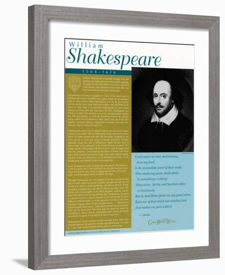 Great British Writers - William Shakespeare-null-Framed Art Print