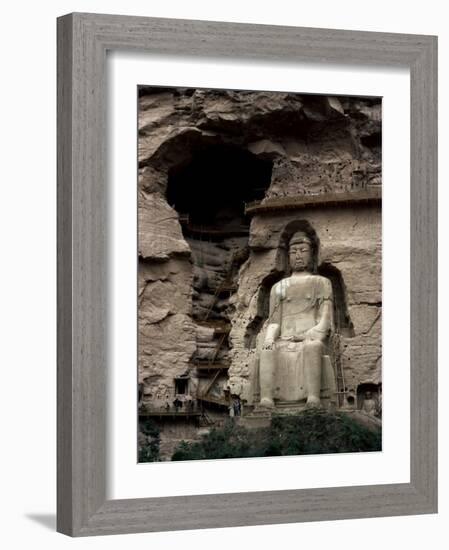 Great Buddha at Bingling Temple, Yellow River, Near Lanzhou, China-Occidor Ltd-Framed Photographic Print