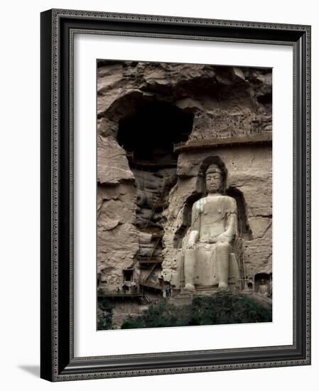 Great Buddha at Bingling Temple, Yellow River, Near Lanzhou, China-Occidor Ltd-Framed Photographic Print