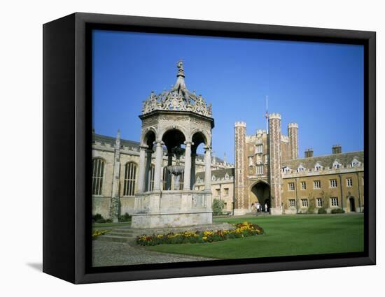 Great Court, Fountain and Great Gate, Trinity College, Cambridge, Cambridgeshire, England-David Hunter-Framed Premier Image Canvas