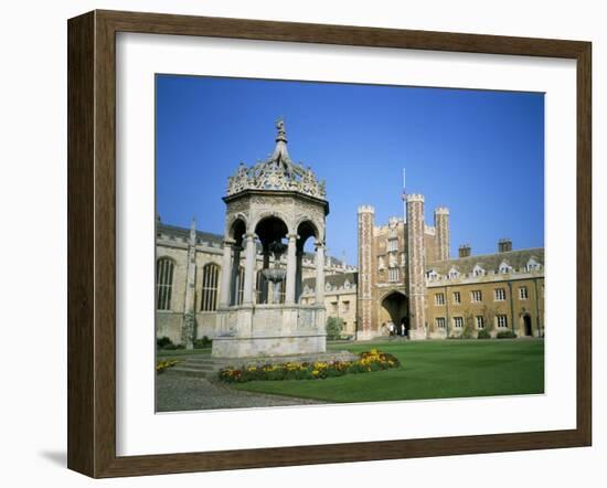 Great Court, Fountain and Great Gate, Trinity College, Cambridge, Cambridgeshire, England-David Hunter-Framed Photographic Print