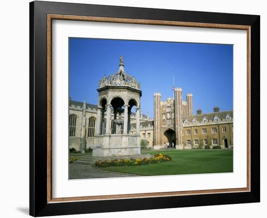 Great Court, Fountain and Great Gate, Trinity College, Cambridge, Cambridgeshire, England-David Hunter-Framed Photographic Print