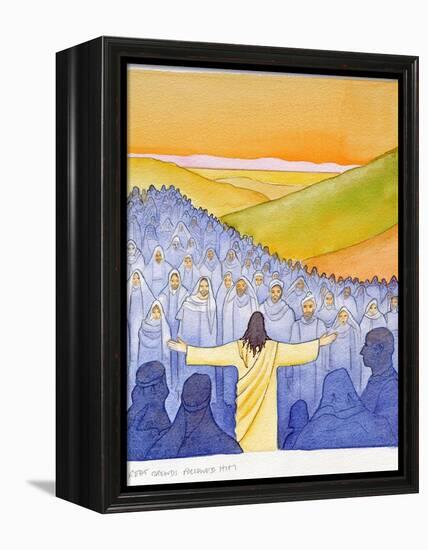 Great Crowds Followed Jesus as He Preached the Good News, 2004-Elizabeth Wang-Framed Premier Image Canvas