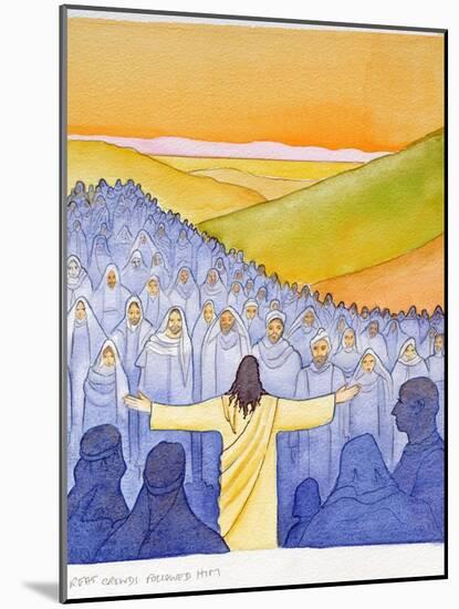 Great Crowds Followed Jesus as He Preached the Good News, 2004-Elizabeth Wang-Mounted Giclee Print