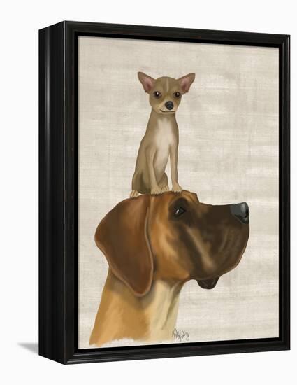 Great Dane and Chihuahua-Fab Funky-Framed Stretched Canvas