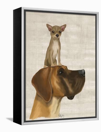 Great Dane and Chihuahua-Fab Funky-Framed Stretched Canvas