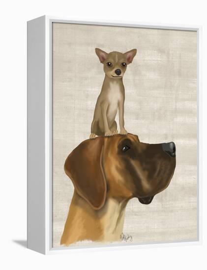 Great Dane and Chihuahua-Fab Funky-Framed Stretched Canvas