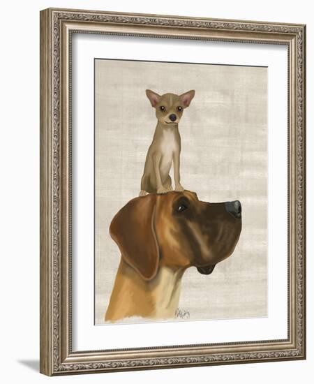 Great Dane and Chihuahua-Fab Funky-Framed Art Print