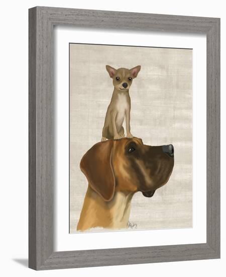 Great Dane and Chihuahua-Fab Funky-Framed Art Print