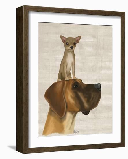 Great Dane and Chihuahua-Fab Funky-Framed Art Print