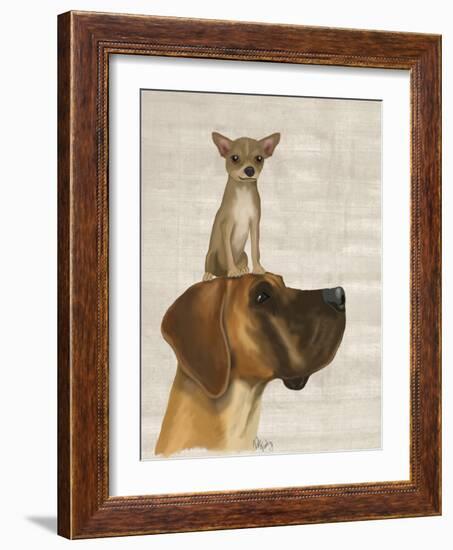 Great Dane and Chihuahua-Fab Funky-Framed Art Print