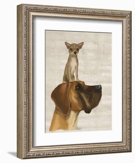 Great Dane and Chihuahua-Fab Funky-Framed Art Print