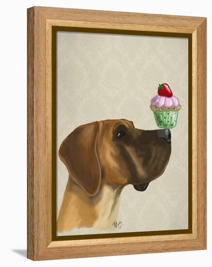 Great Dane and Cupcake-Fab Funky-Framed Stretched Canvas