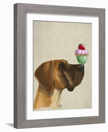 Great Dane and Cupcake-Fab Funky-Framed Art Print