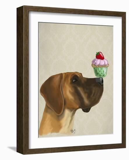 Great Dane and Cupcake-Fab Funky-Framed Art Print