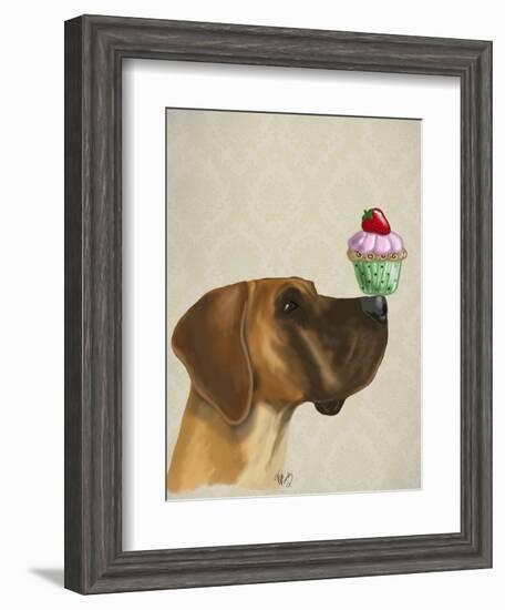 Great Dane and Cupcake-Fab Funky-Framed Art Print